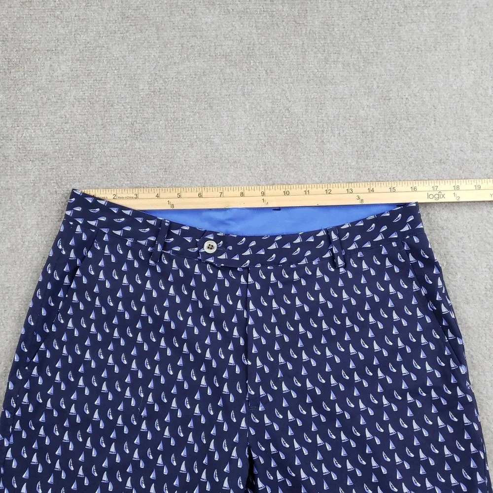 Fairway & Greene Shorts Mens 32 Blue Bermuda Stretch Pockets Sailboat Golf‎